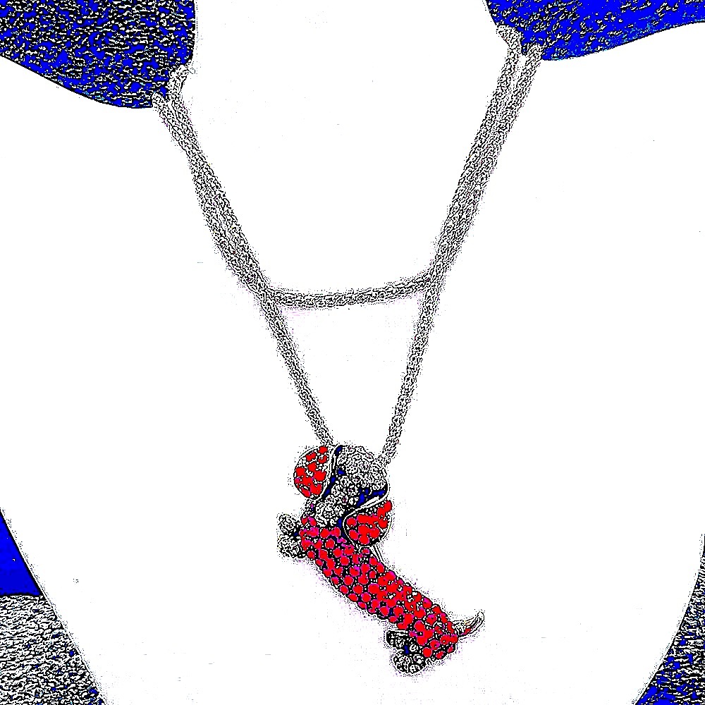 Betsey Johnson Red Dachshund Brooch Costume Necklace